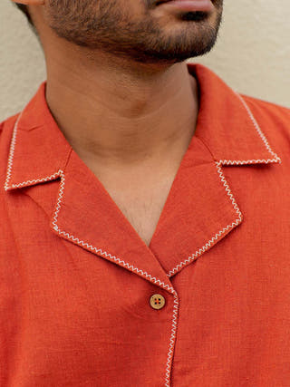 Half Sleeve Summer Shirt Rust