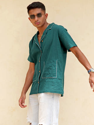 Half Sleeve Summer Shirt Bottle Green