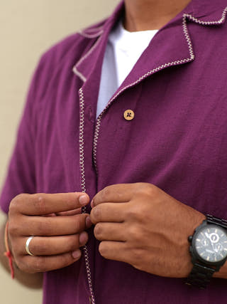 Half Sleeve Summer Shirt Wine