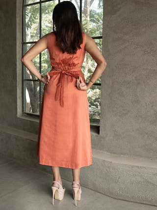 Side Slit Sunny Dress Orange