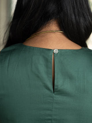 Side Slit Forest Dress Green