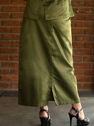 Vest Skirt Trees Set Olive Green