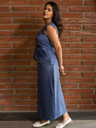 Vest Skirt Waves Set Blue