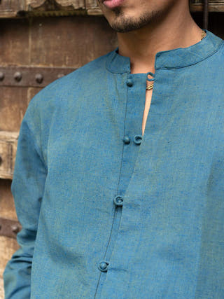 Full Sleeve Kurta Shirt Teal Green