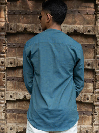 Full Sleeve Kurta Shirt Teal Green