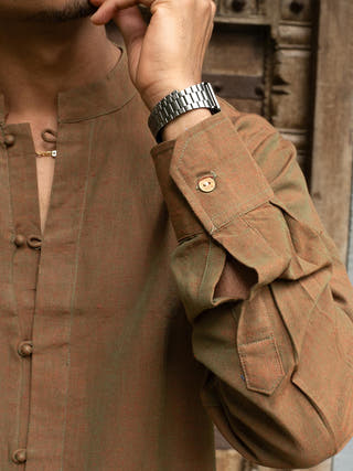 Full Sleeve Kurta Shirt Rust
