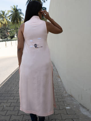 Long Slit Parachute Top Blush Pink