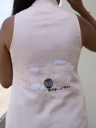 Long Slit Parachute Top Blush Pink