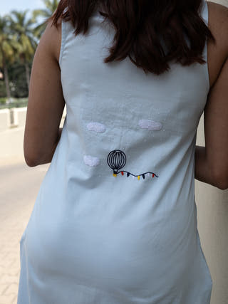 Long Slit Parachute Top Sky Blue