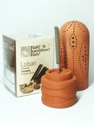 Straw Incense Stick Stand With Pure Dhuna