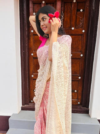 Pink Red Saree