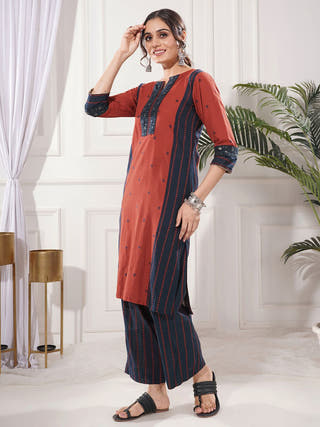 Praya Red Cotton Kurta