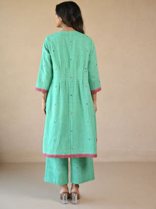 Iris High-Low Tunic with Embroidered Button Accents