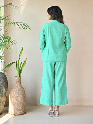 Zuri Panelled Shirt in Green