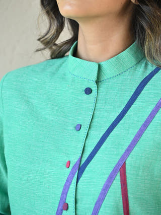 Zuri Panelled Shirt in Green