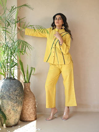 Zuri Panelled Shirt in Yellow