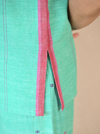 Straight-Cut Tunic with Rounded Neckline | Green