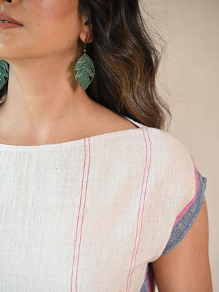 Straight-Cut Tunic with Rounded Neckline | White