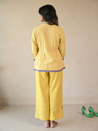 Azure Jacket-Style Tunic with Single Button | Yellow
