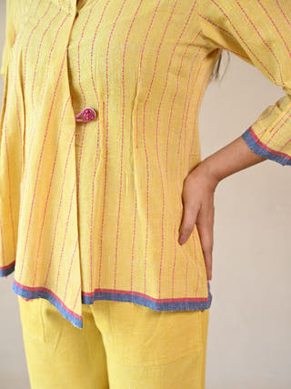 Azure Jacket-Style Tunic with Single Button | Yellow