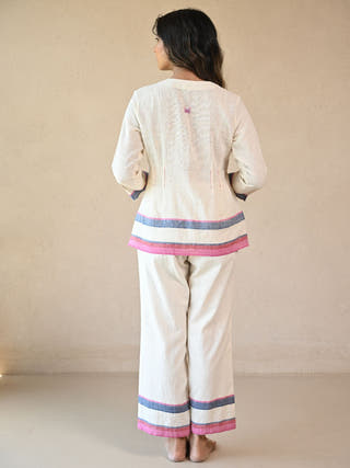 Azure Jacket-Style Tunic with Single Button | White