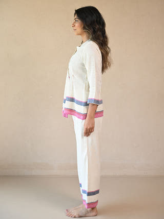 Azure Jacket-Style Tunic with Single Button | White