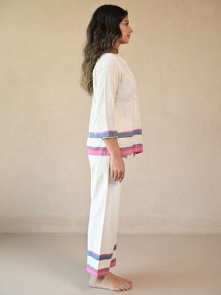 Azure Jacket-Style Tunic with Single Button | White