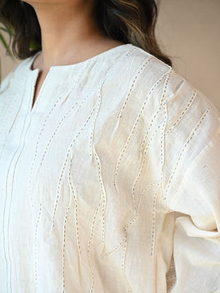 Ava Square-Cut Tunic with Hand Taka Embroidery