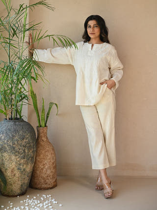 Ava Square-Cut Tunic with Hand Taka Embroidery