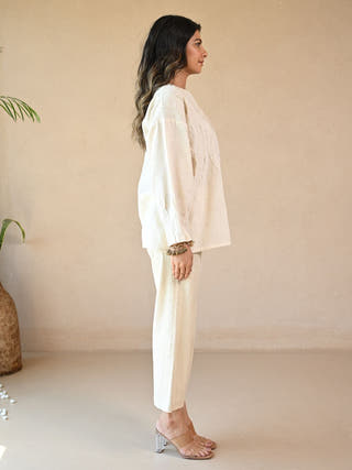 Ava Square-Cut Tunic with Hand Taka Embroidery