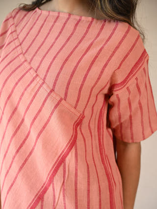 Scarlet Uncut Dress with Diagonal Fold Design