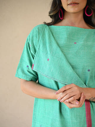 Uncut Dress with Front Fold Detailing