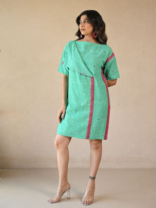 Uncut Dress with Front Fold Detailing