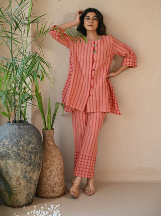 Ziggy Tunic with Embroidered Accents and Multicolor Buttons