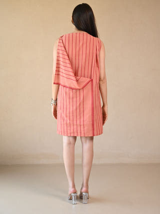 Uncut Dress with Shoulder Button Detail | Peach