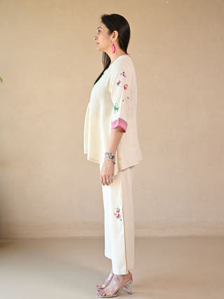 Ruched Tunic with Embroidered Detailing
