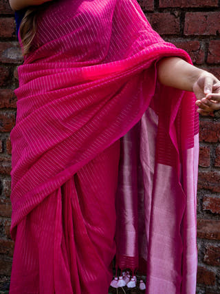 Hot Pink Taare Sitare Saree