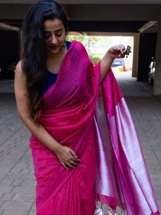 Hot Pink Taare Sitare Saree