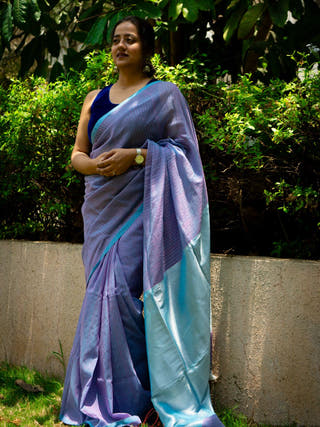 Pink & Sky Blue Taare Sitare Saree