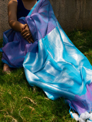 Pink & Sky Blue Taare Sitare Saree