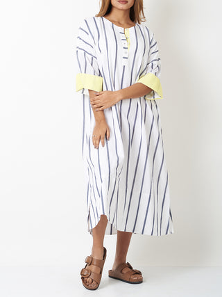 Striped Shirt Dress With Yellow Patti Vasstram