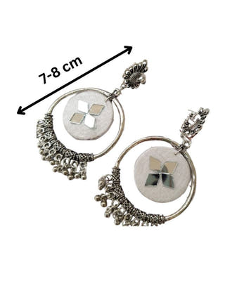White Oxidized Jhumka Bali Earrings