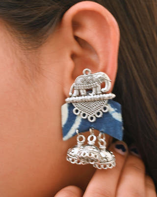 Indigo Elephant Earrings