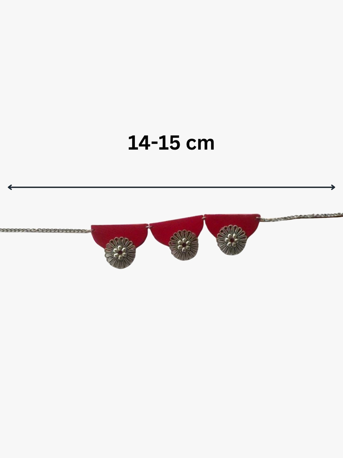 Crimson Red & Silver Fabric Choker Necklace image 1