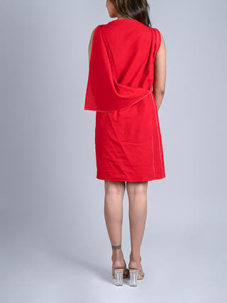 Cherry Red Zero Waste Dress Rang Creations