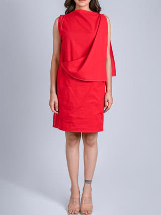 Cherry Red Zero Waste Dress Rang Creations
