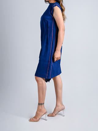 Indigo Plain Zero Waste Dress Rang Creations