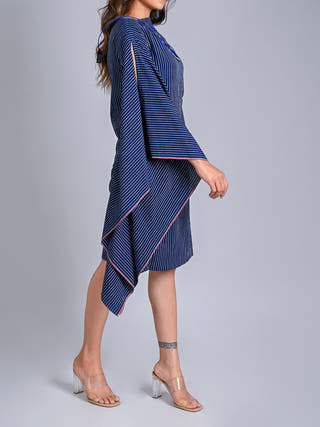 Indigo Stripe Zero Waste Dress Rang Creations