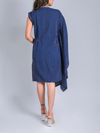 Indigo Stripe Zero Waste Dress Rang Creations