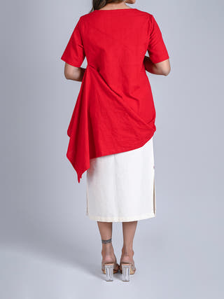 Asymmetric Cherry Red Tunic Rang Creations